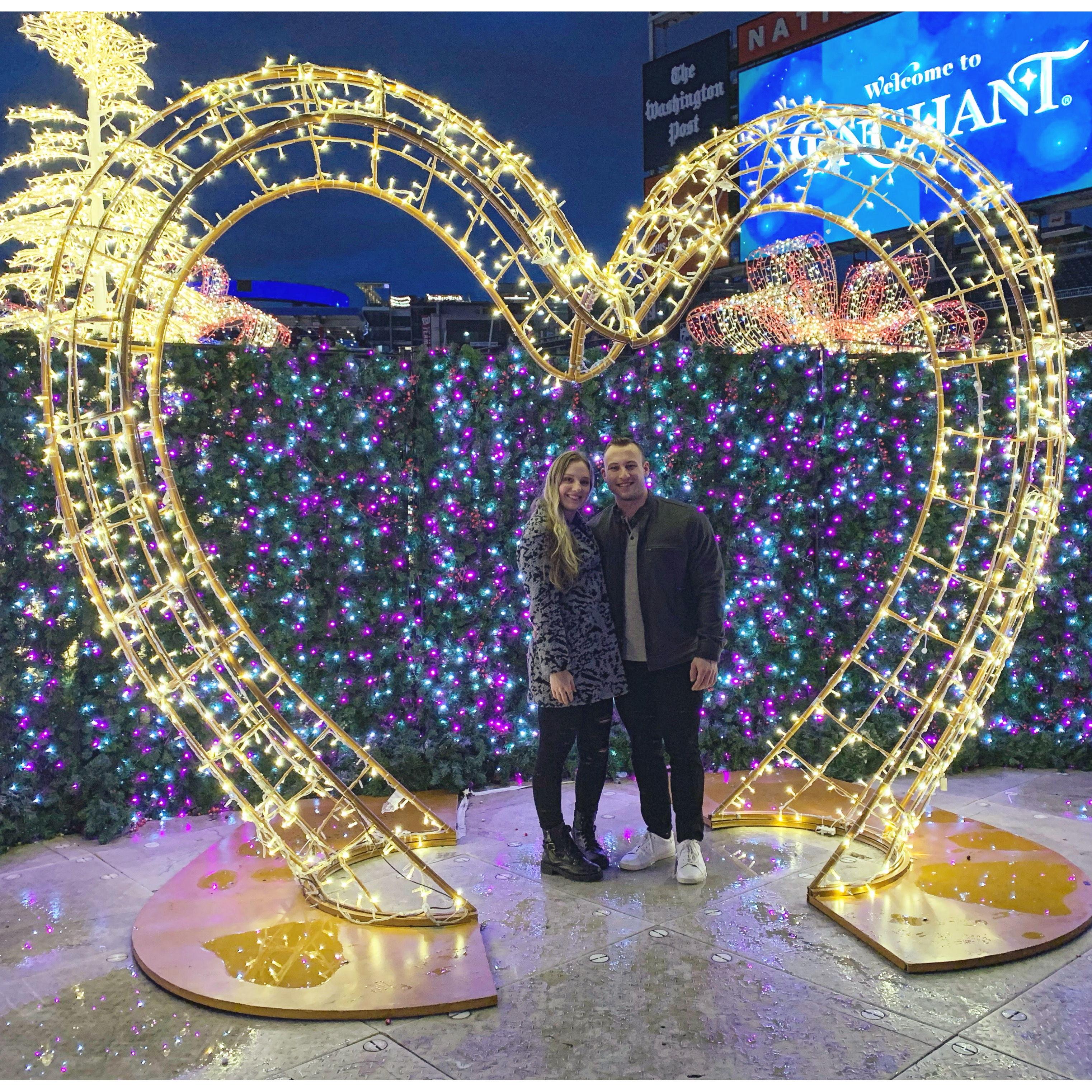 A Christmas light show at Nationals Park in DC