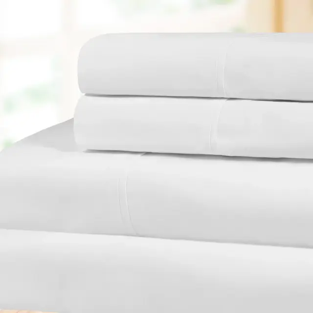 Percale Cotton Crisp & Cool Deep Pocket Sheet Set, King, White - Blue Nile Mills