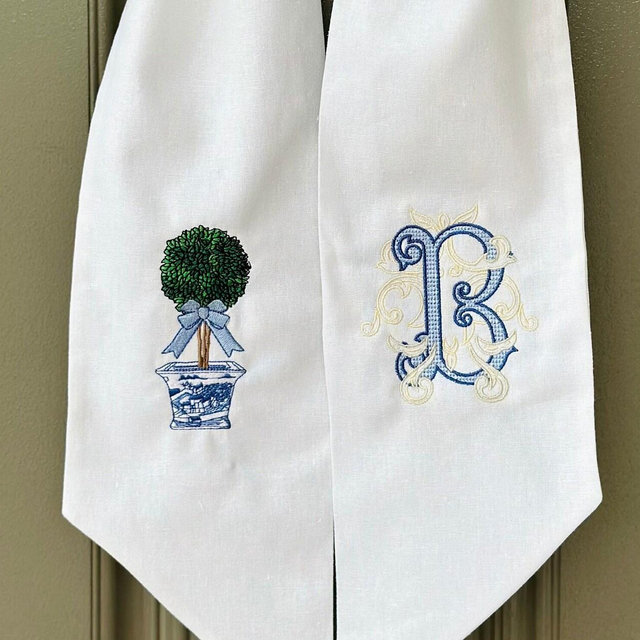 Wreath Sash | Embroidery Sash | Door Hanger | Embroidered Decor | Housewarming Gift | House Decor | Personalized Wreath Sash