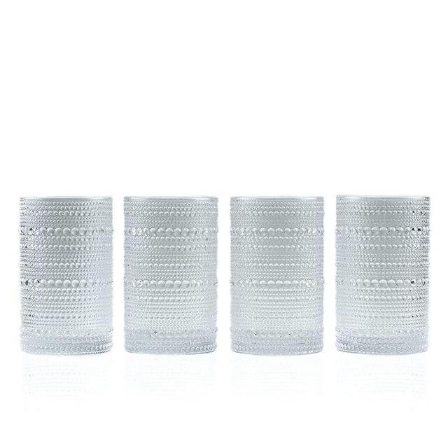 Greenline Goods Hobnail Drinking Glasses - Clear 13 oz Thick Modern Kitchen Glassware Set - Unique Vintage Bubble Cocktails Or Modern Bar - Set of 4