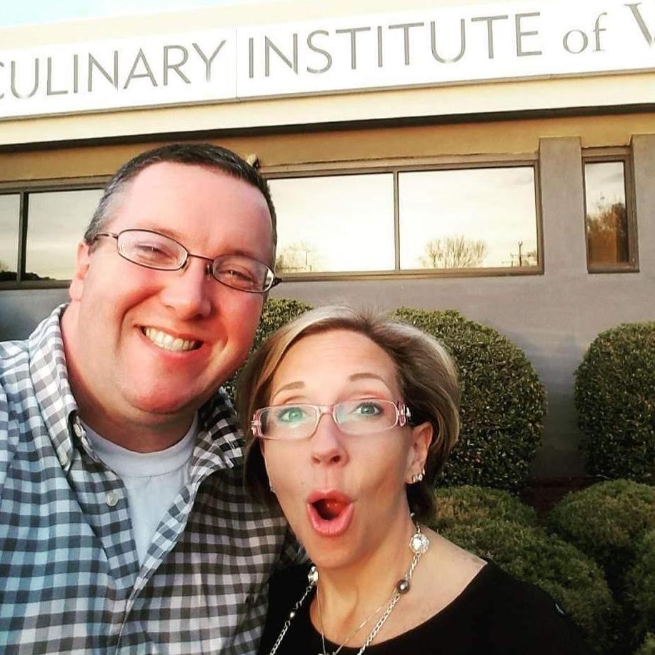 Valentine's Day surprise for my . . . ummmm . . . cooking-challenged sweetie.  Romantic dinner for two culinary classes at CIV!  It's pronounced kyoooooolinarry, kids . . . .