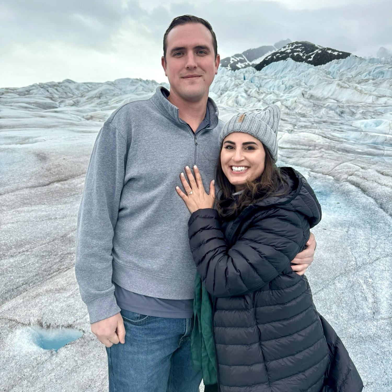 On top of a Glacier in Juneau, Alaska 

She said yes!