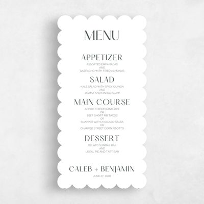 White Scalloped Wedding Menu - Goodwin