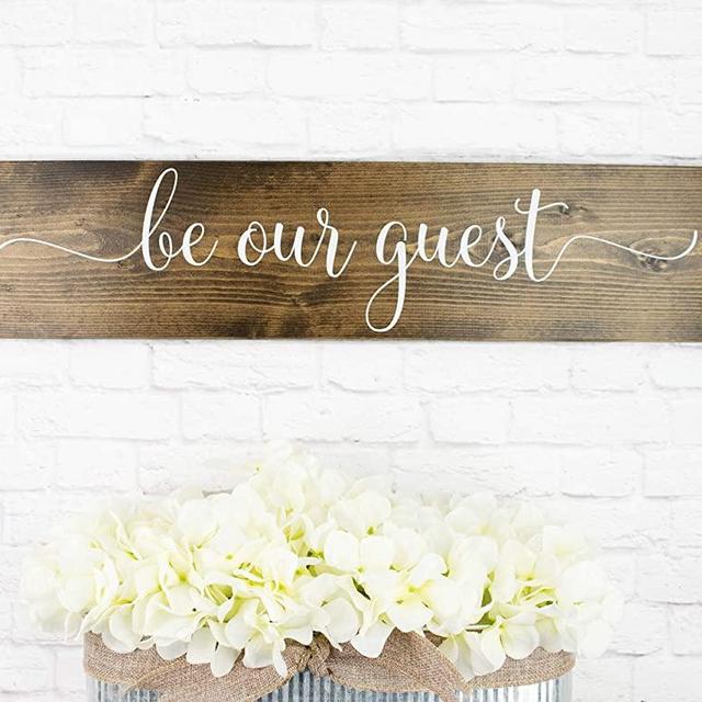 Dark Walnut Be Our Guest Wooden Sign - Rustic Farmhouse Wood Handmade Decor