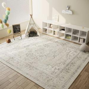 5x7 Area Rugs for Living Room: Machine Washable Area Rug Non Slip Low Pile Soft Faux Wool Non Shedding Vintage Boho Rug for Bedroom Entryway Dining Room Kitchen Nursery Farmhouse Home Office Indoor