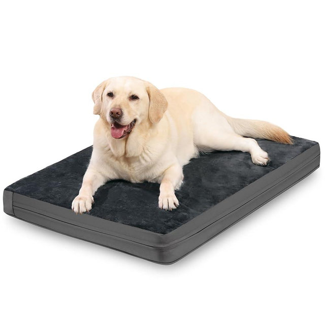 Waterproof XXL Dog Beds Large Sized Dogs, Outdoor Washable Crate Pad 48 inch, Jumbo XXLarge Orthopedic Foam Pet Bed with Removable Cover Reversible, Anti-Slip Kennel Pad, 47"x29", Dark Gray
