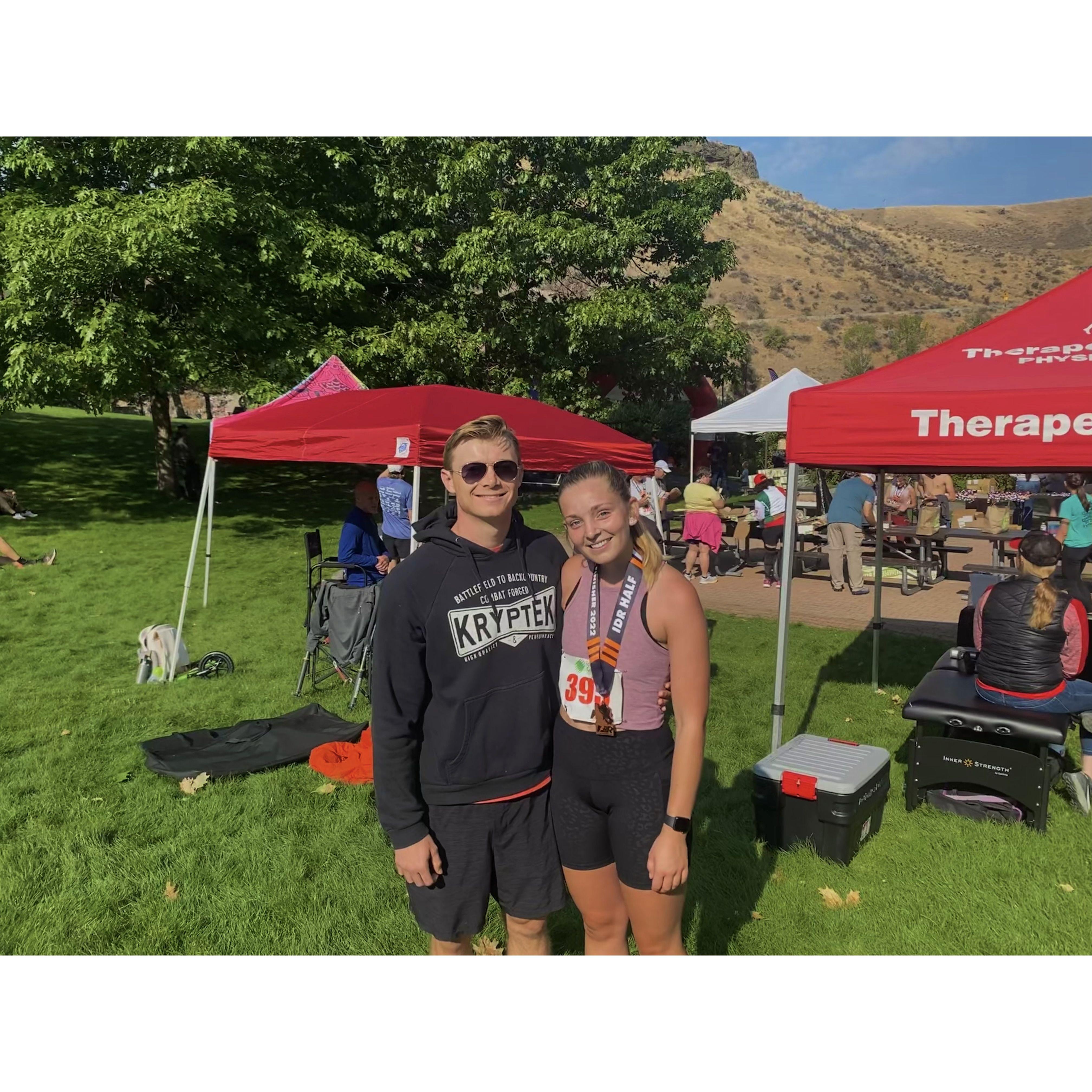 Sept 2022. Miranda's 3rd half marathon in Boise.