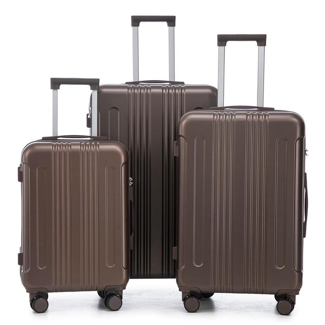 Luccalily 20/24/28 Inch 3 Piece Luggage Set, ABS Spinner Carry On Suitcase with TSA Combination Lock, Lightweight Durable Matching Color Luggage for Travel, Brown