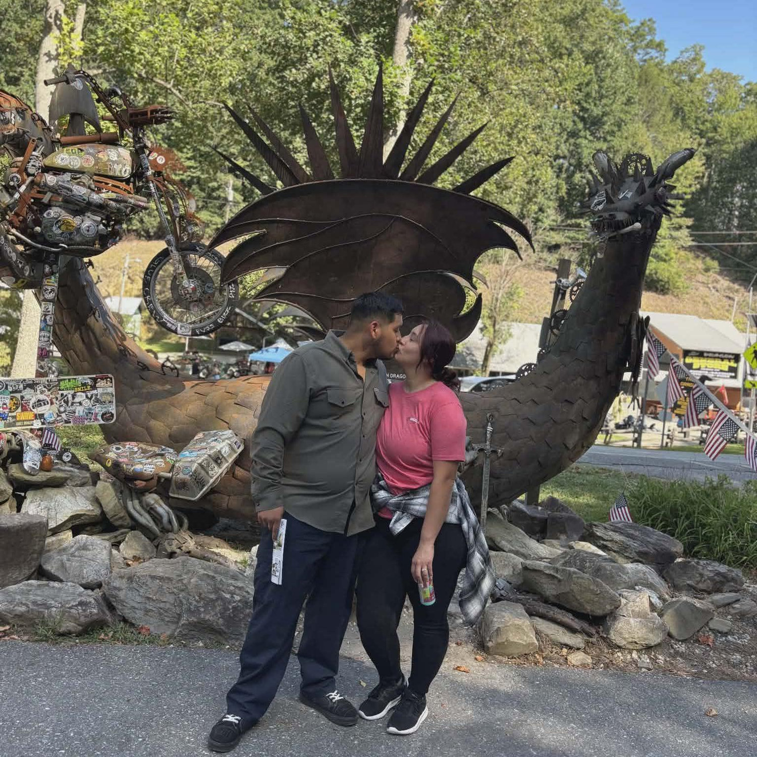 At the end of The Trail Of The Dragon in Robbinsville NC. Our new favorite hobby as a couple is riding.