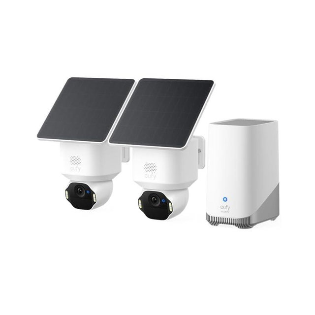 eufy Security SoloCam E42 2-Cam Kit (HomeBase S380), 4K Security Camera Wireless Outdoor, Solar Powered, AI Motion Tracking, Strobe Light, Pan & Tilt, Facial Recognition, Local Storage Up to 16 TB