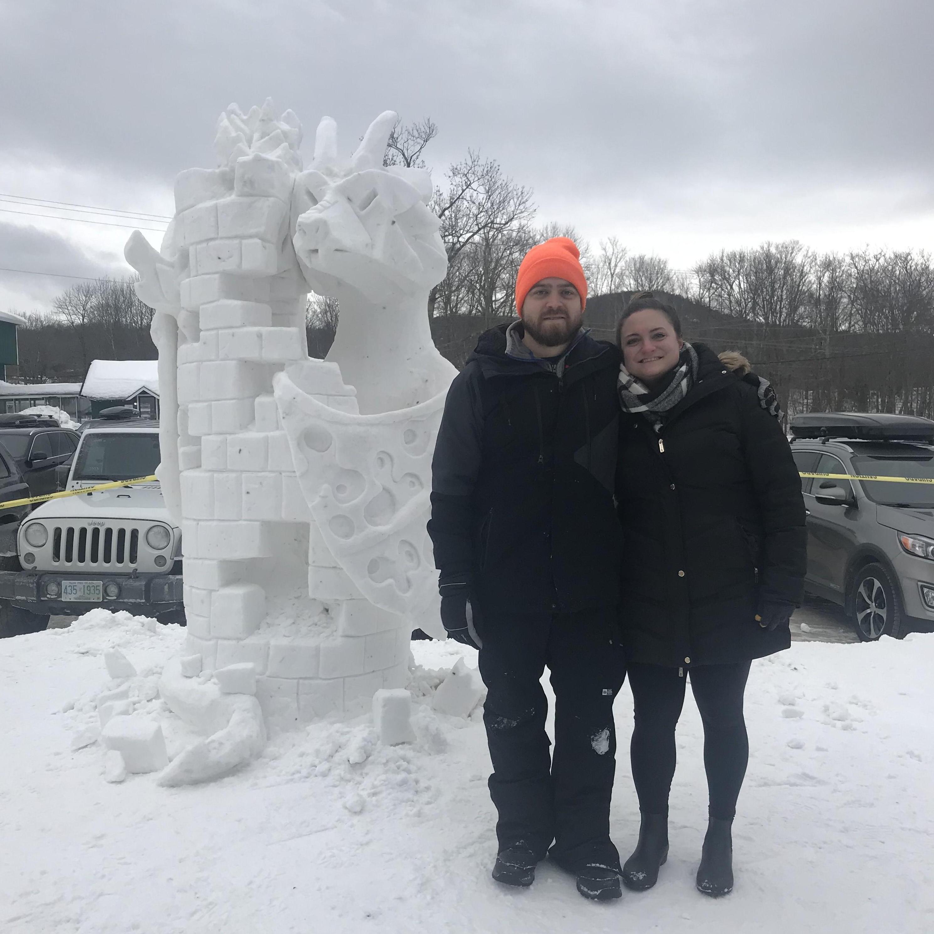 2019: We hang by Stefan's snow sculpting competition sculpture.