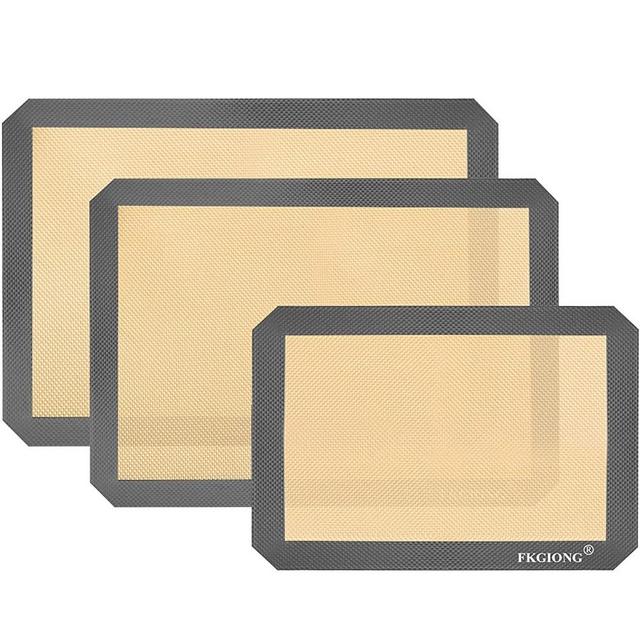 Silicone Baking Mats - Nonstick Large Baking Mat Set of 3-2 Half Sheets Mats (11 5/8" x 16 1/2") + 1 Quarter Sheets - Extra Thick Reusable Bakeware Mats for Cookies, Pastry, Bread, Bun, Fondant
