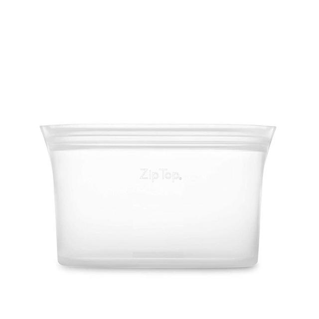 Zip Top Reusable 100% Platinum Silicone Containers - Medium Dish - Frost