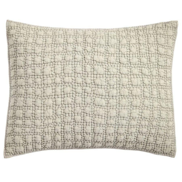 Linen Garment Wash Quilted Shams, Sea Glass, Standard