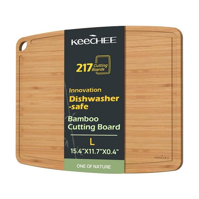 Dishwasher Safe Bamboo Cutting Board 15.4x11.7in – Heat-Resistant Chopping & Charcuterie Board with Juice Groove, Durable Lightweight Kitchen Essentials for Meat, Vegetables, Ideal Gift, Easy Clean