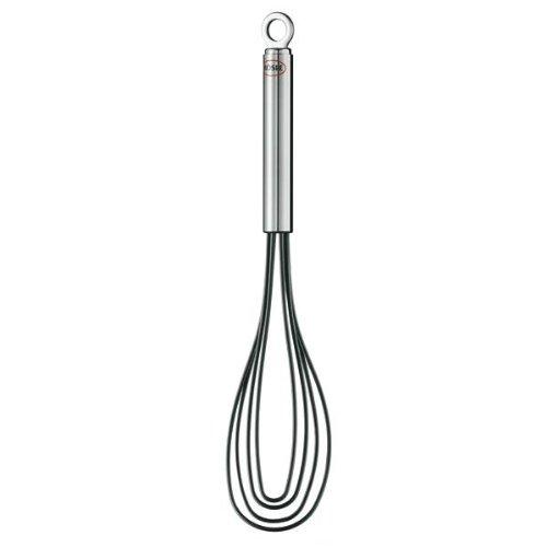 Rösle Stainless Steel & Silicone Flat Whisk, 4 Wire, 10.6-inch