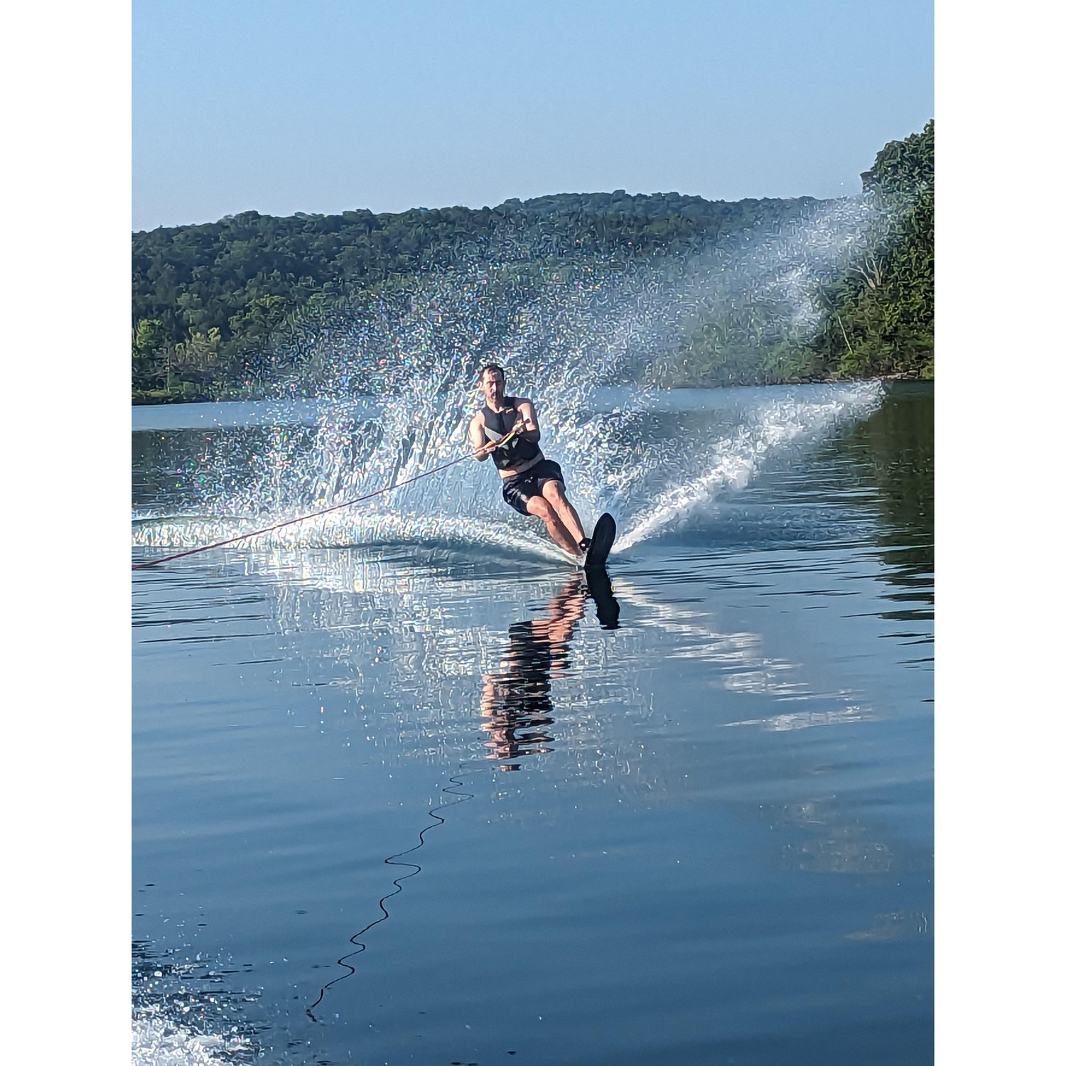 Mathew has a water tail. Skiing at shell knob