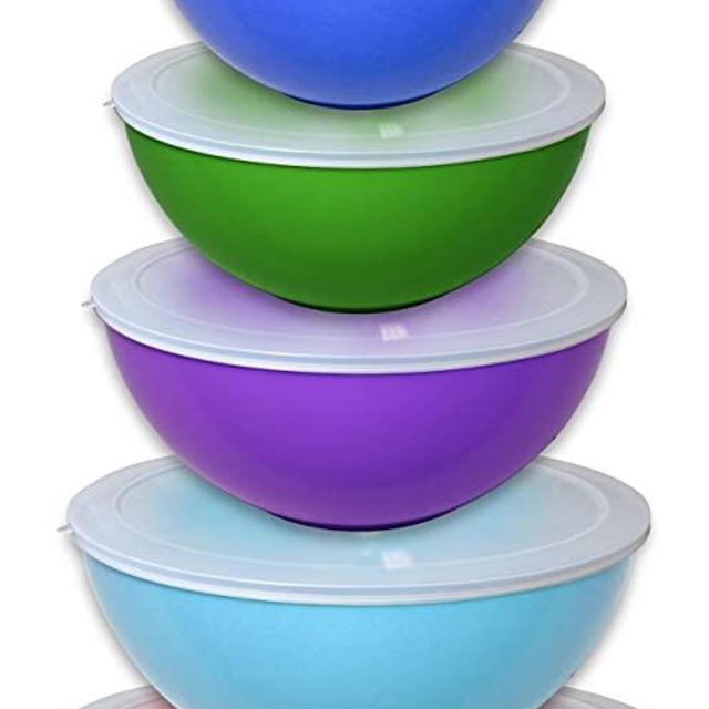 Gourmet Home Products 12 Piece Nested Polypropylene Mixing Bowl Food Storage Set with Lids, Deep Red (139813)