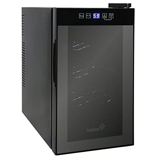 Ivation 18 Bottle Thermoelectric Red And White Wine Cooler/Chiller Counter Top Wine Cellar with Digital Temperature Display, Freestanding Refrigerator Smoked Glass Door Quiet Operation Fridge