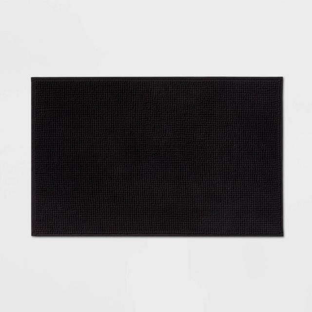 20"x32" Everyday Chenille Bath Rug Black - Room Essentials™