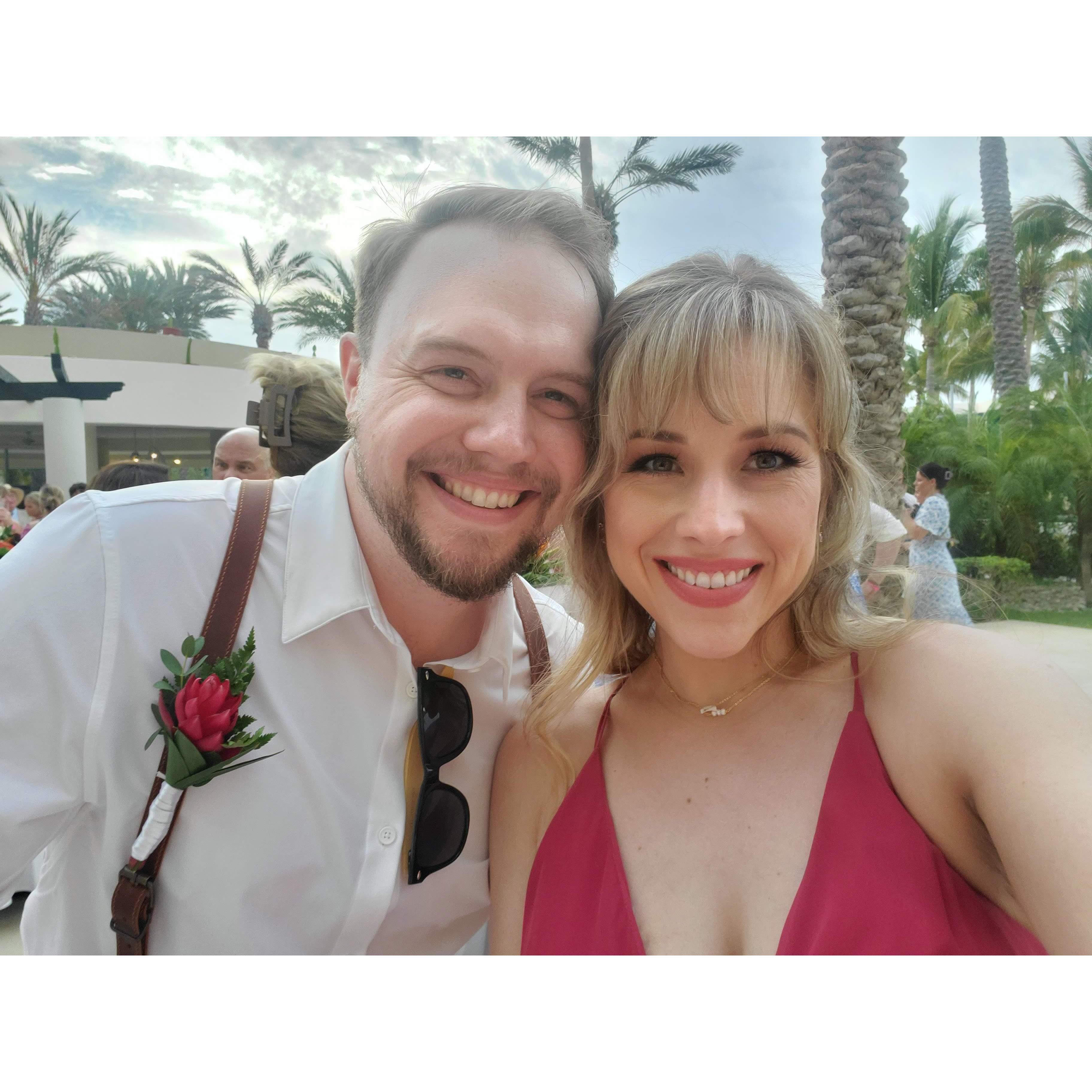 Celebrating at Meghan and Ricky's wedding in Cabo, Mexico.