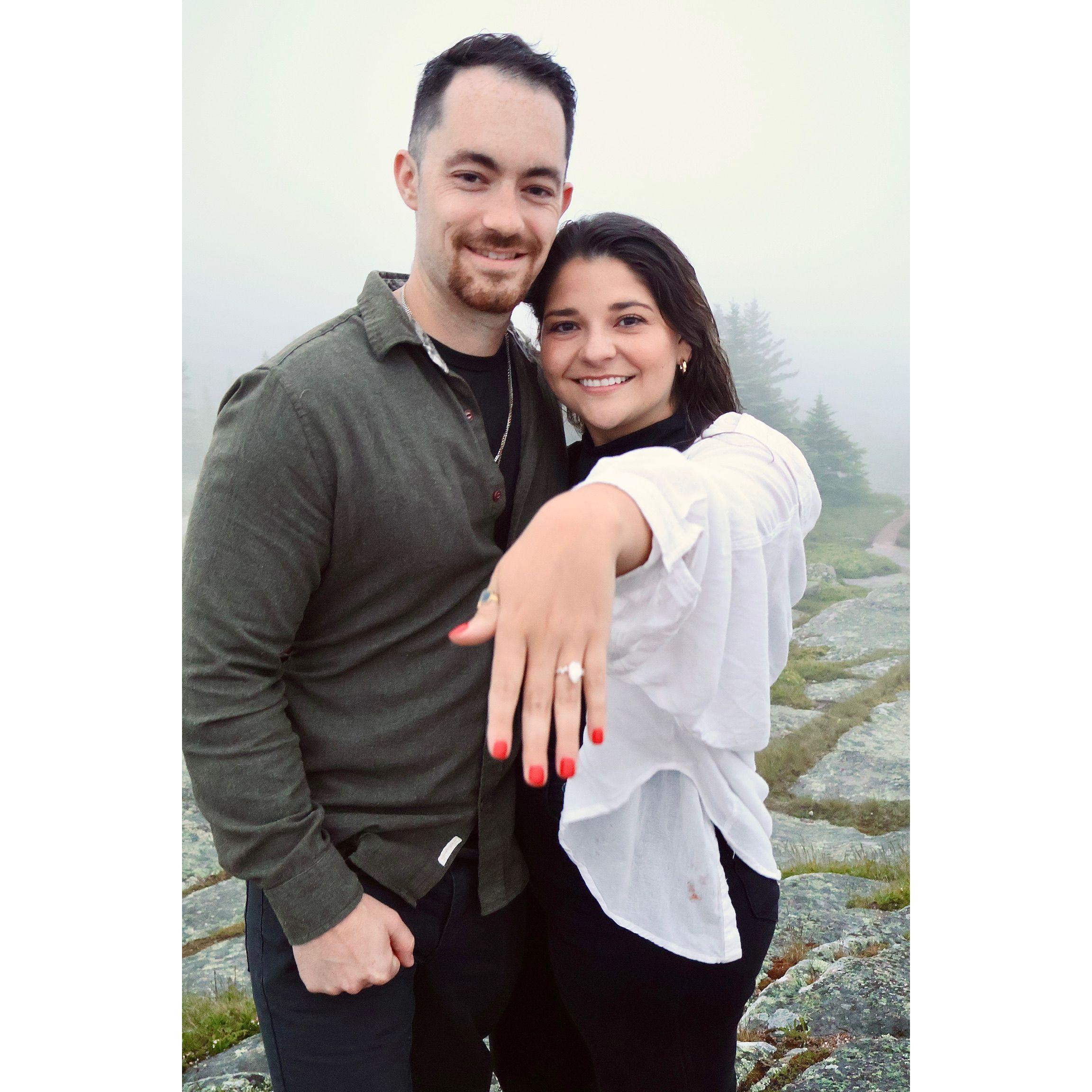 The proposal on Cadillac Mountain, Aacadia National Park