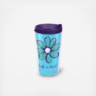 Life Is Good Daisy Tumbler with Travel Lid