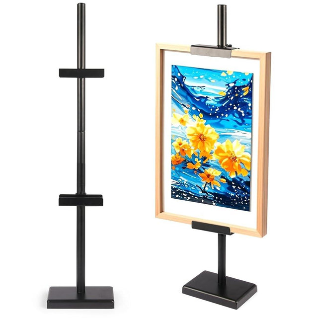 dakewang Adjustable Tabletop Easel Stand for Picture Frames, Picture Easels for Display, Gold Easel, Picture Frame Stand, Adjustable Art Easel.(30inch,Black)