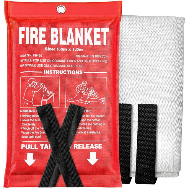Andyssey Fire Blanket - 40" x 40" Prepared Emergency Fire Blanket for Home and Kitchen, RV, Grill, Fireplace, Safe & Easy for Young Adults and Elderly Living Alone