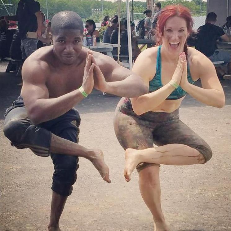 Our first Rugged Maniac mud run. Namaste.