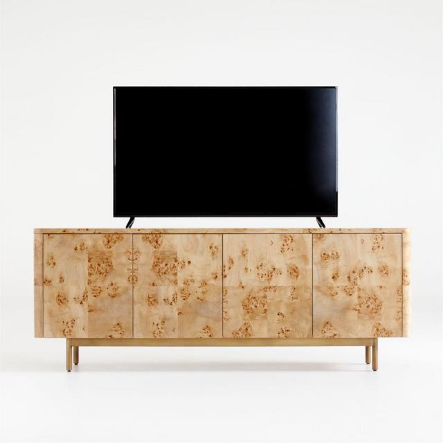 Mota 80" Natural Burl Wood Storage Media Console