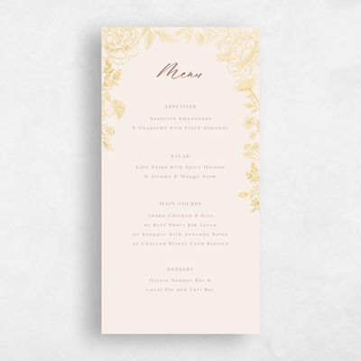 Linen, Beige Wedding Menu - Vicenza Foil