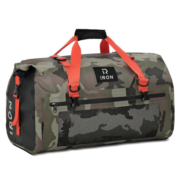 BORLENI Waterproof Motorcycle Dry Duffel Bag Luggage Tail Bag with Large Storage Space,Roll Top Closure, Shoulder Straps, Inner Pocket and Mesh Pocket for Motorcycling Travel Camping(Camouflage,50L)