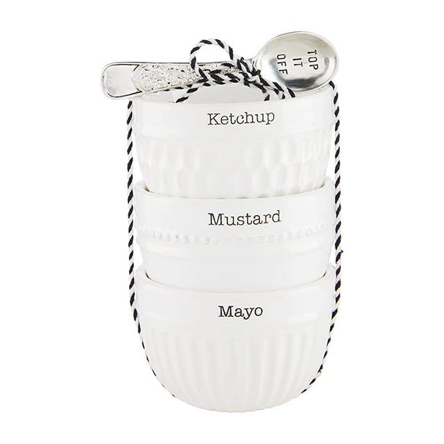 Mud Pie Condiment Set, dip 2" x 3" dia | spoon 3 1/2"