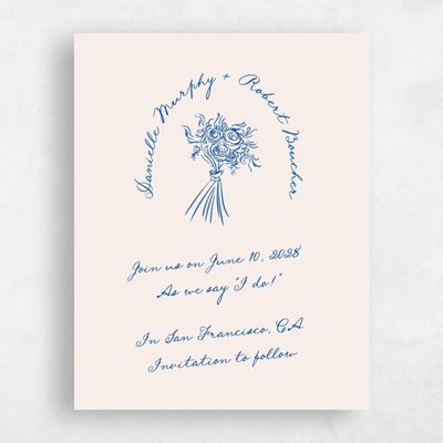 Blue Simple Wedding Save the Date - Cerise Portrait