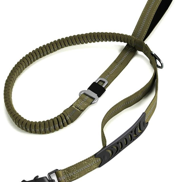 TINMARDA Heavy Duty Dog Leash with 2 Padded Handles & Advanced Easy Metal Clip, 4-6FT Shock Absorbing No Pull Dog Leashes for Medium Large Dogs That Pull (Army Green)