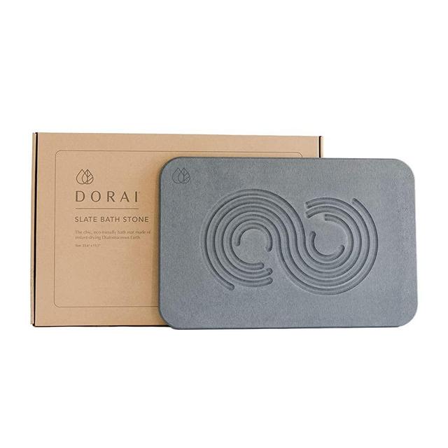 Dorai Home Bath Stone – Luxury Bath Mat – Instantly Removes Water – Non-Slip Surface – Modern and Stylish Design – Rubberized Bottom Pad – Zen Slate