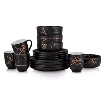 Stone Lain Gold Splash 16-Piece Dinnerware Set in Gold/Black