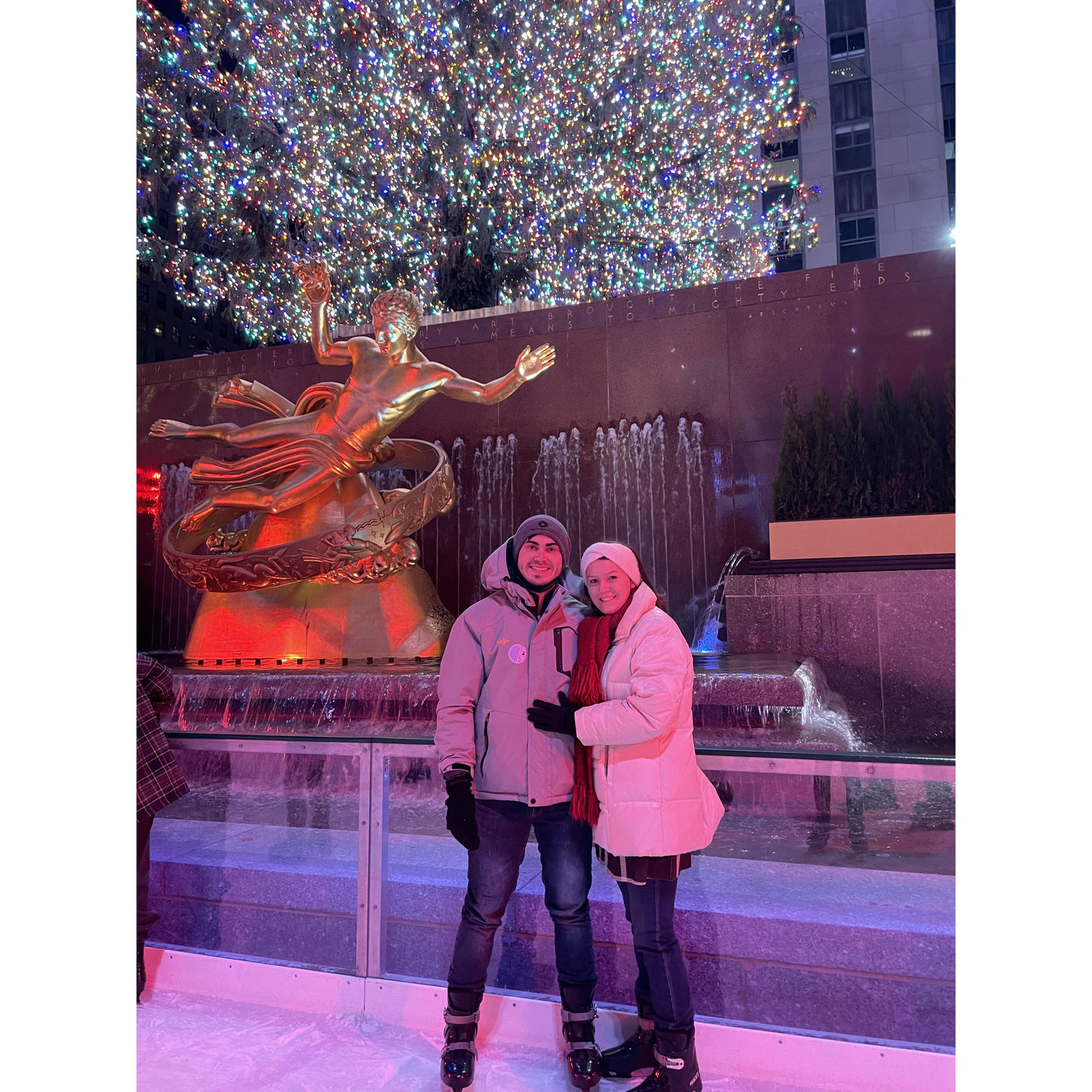 Ice skating at Rockefeller center before seeing Billy Joel perform at Madison Square Garden.