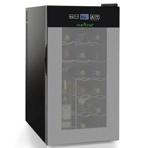 Nutrichef 18 Bottle Thermoelectric Wine Cooler Refrigerator | Red, White, Champagne Chiller | Counter Top Wine Cellar | Quiet Operation Fridge | Touch Temperature Control