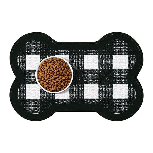 Yinuomo Dog Food Mat, Water Absorbent Pet Food Mat, Non Slip Placemat for Pets Bowl and Water , Easy to Clean, Machine Washable Feeding Mats for Dog Cat Pet , Large 16'' x 24''(Bone Shape)