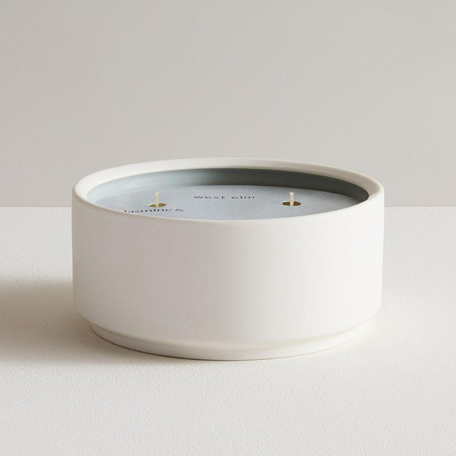 West Elm Homescent, Tripe Wick Candle, 19 oz, Jasmine and Lily