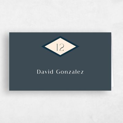 Navy Blue Wedding Place Card - Diamant