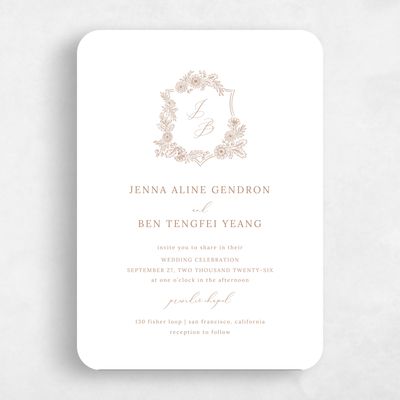 Brown Rounded Wedding Invitation - Lilah Portrait