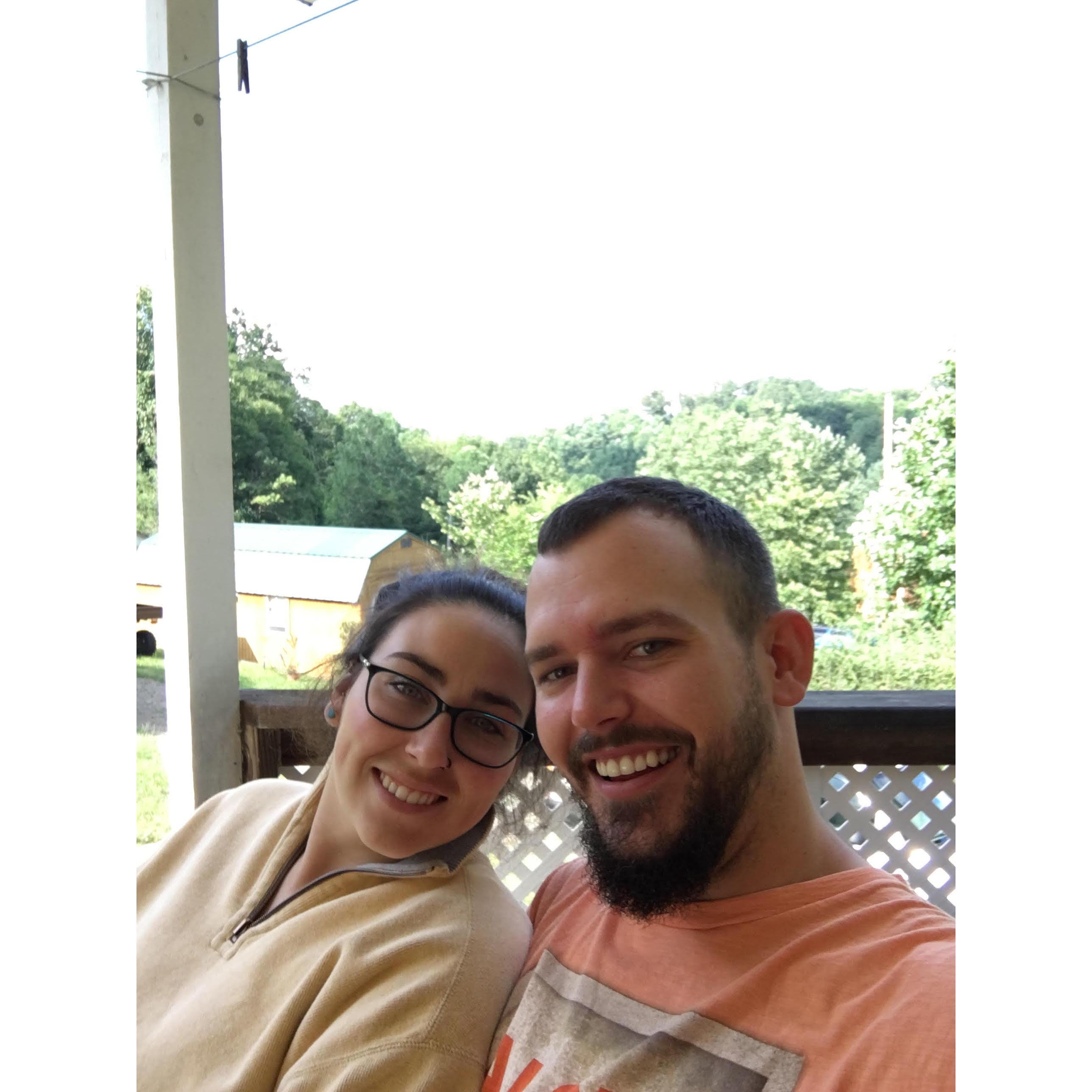Morning coffee on the porch swing at the Luther Cabin - Clyde, NC