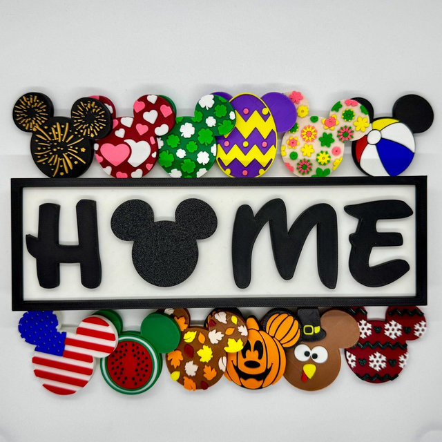 Interchangeable Mickey Mouse Ears Holiday "Home" Sign, 13 Ears Included, Mickey Mouse Decor, Disney Home Sign, Disney Holiday Decor