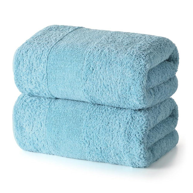 REDKISS Extra Large Bath Towel Set of 2 – Soft, Absorbent, Quick Dry Cotton Bath Towels Set for Bathroom, Gym, Hotel, Spa, Mist Blue, 30" x 58"