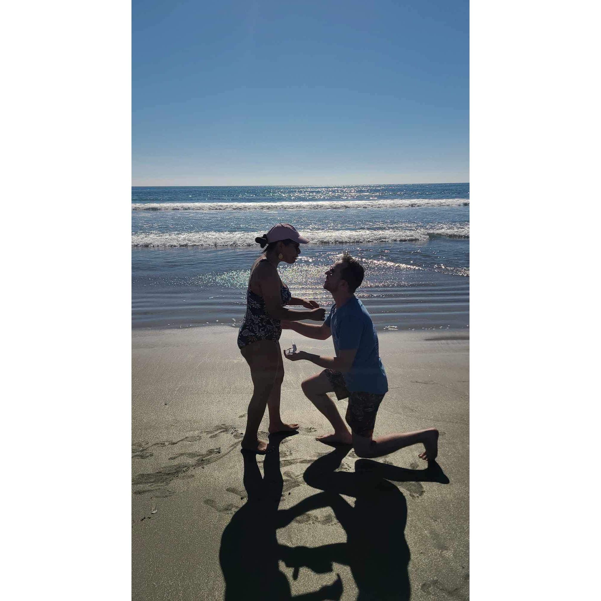 Brad proposing on Coronado Beach, CA
