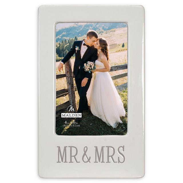 Malden® 4-Inch x 6-Inch Mr. & Mrs. Picture Frame in White