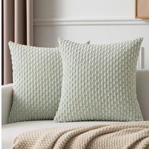 2 Packs Light Green Throw Pillow Covers 18x18 Inch